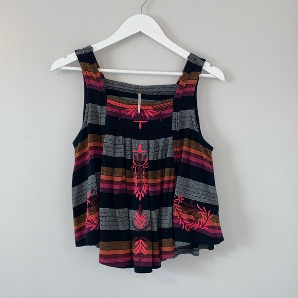 Free People 100% Cotton Vintage Stripe Swing Tank - Picture 3 of 6